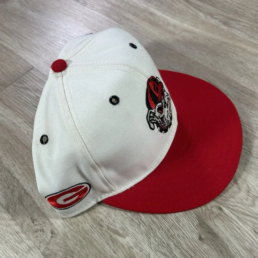 VTG Georgia Bulldogs Snapback Hat College White Red Cap Made in USA
